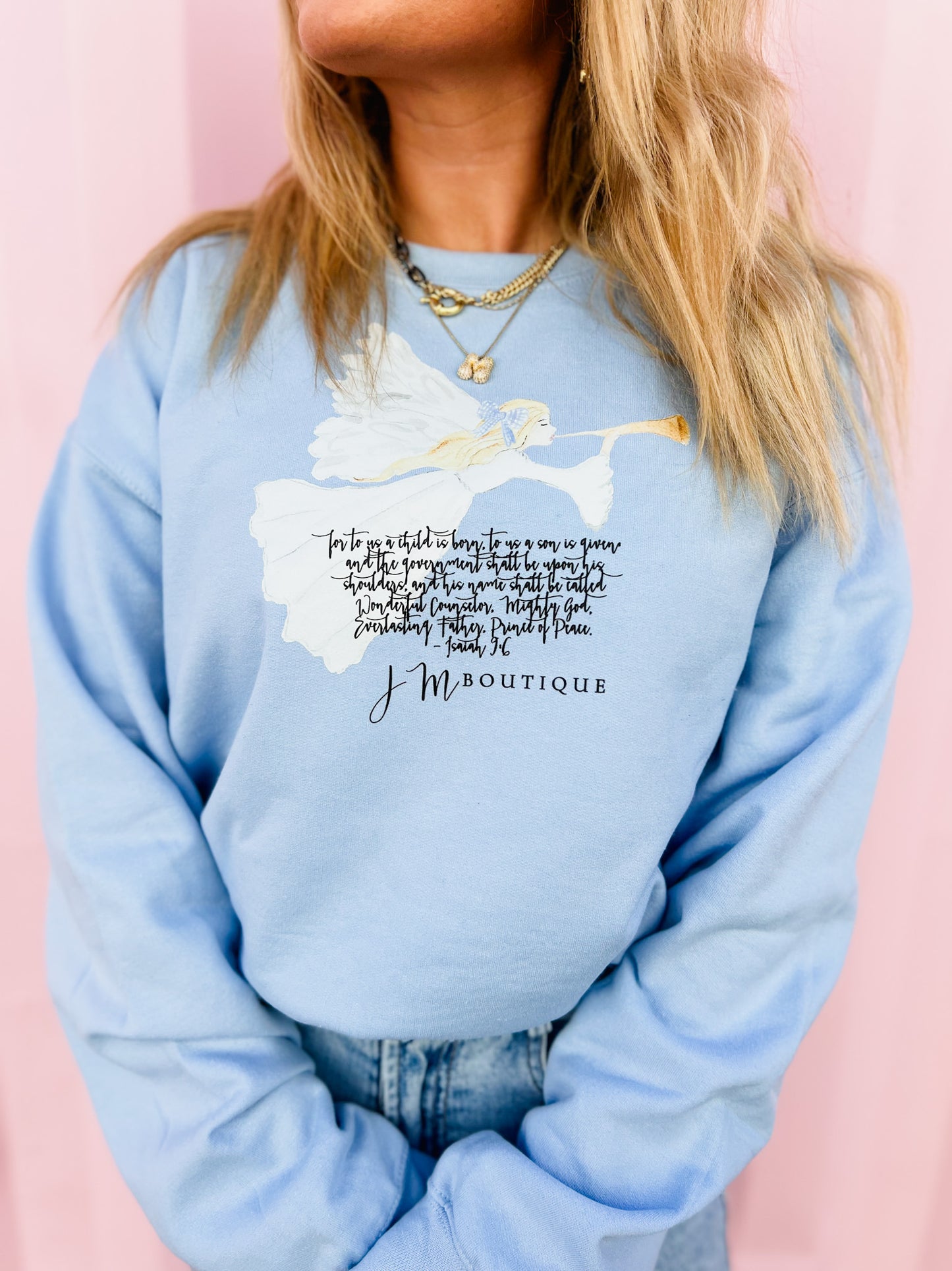 JM A Child Is Born Sweatshirt - Light Blue