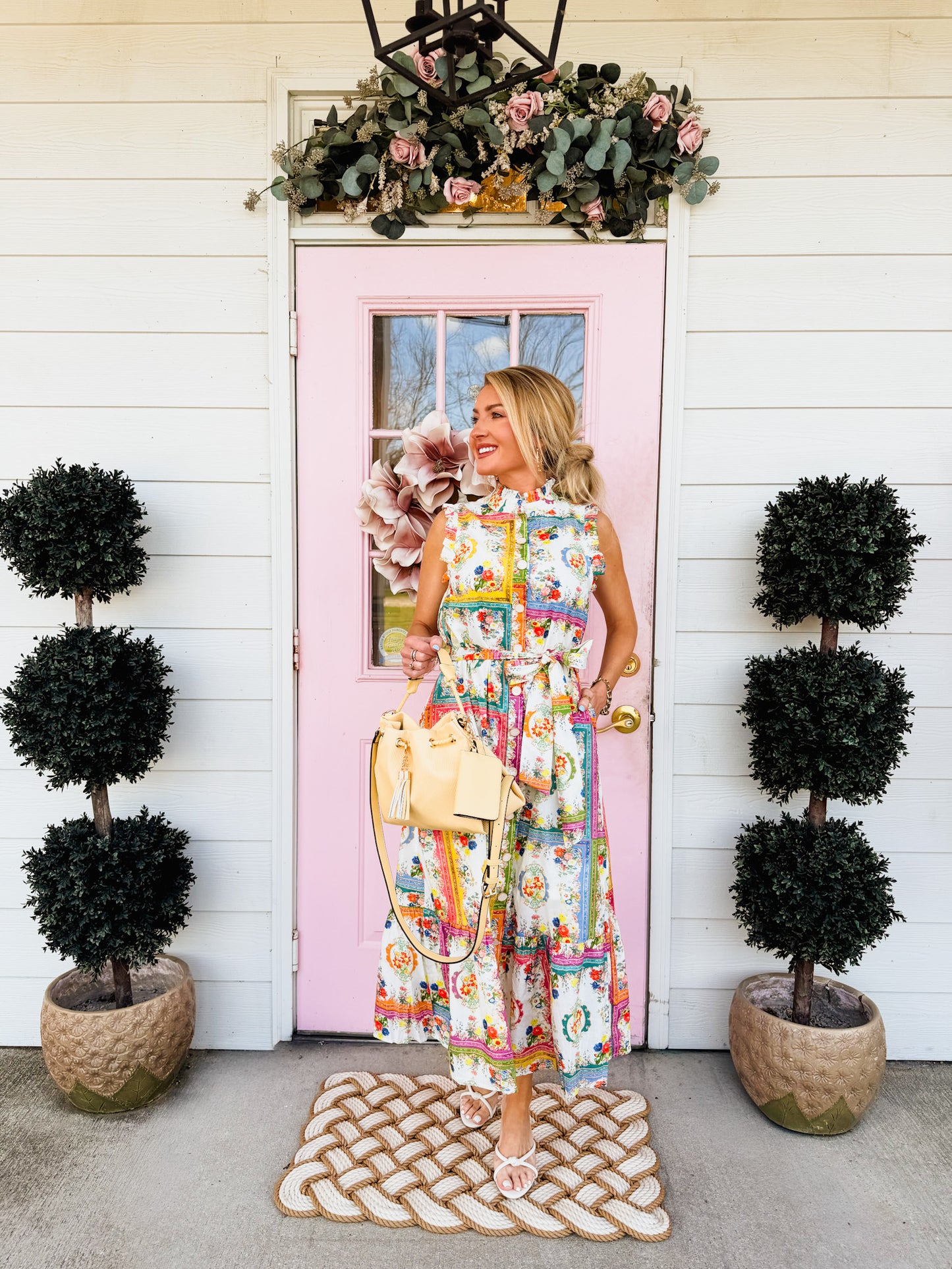 Picture Perfect Button Down Midi Dress - Multi