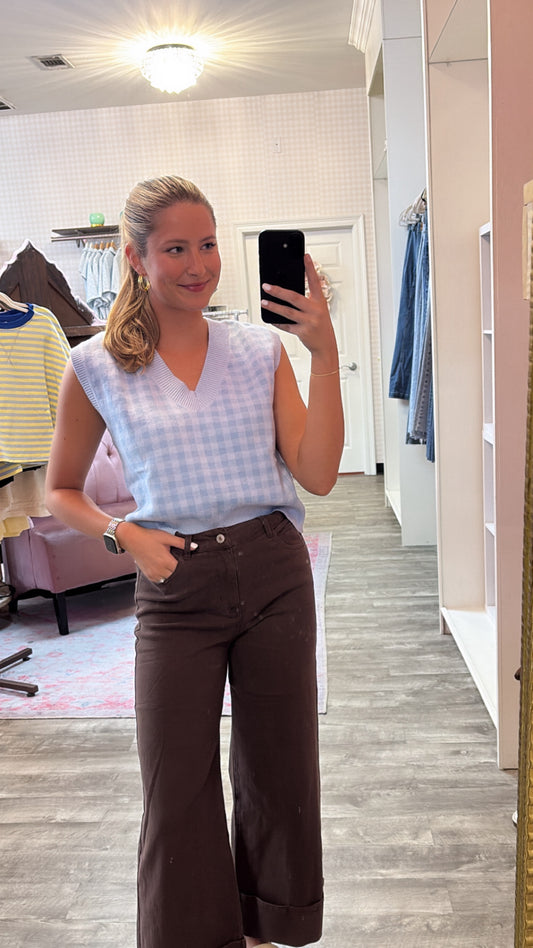 Together Again Cap Sleeve Knit Top - Blue Combo