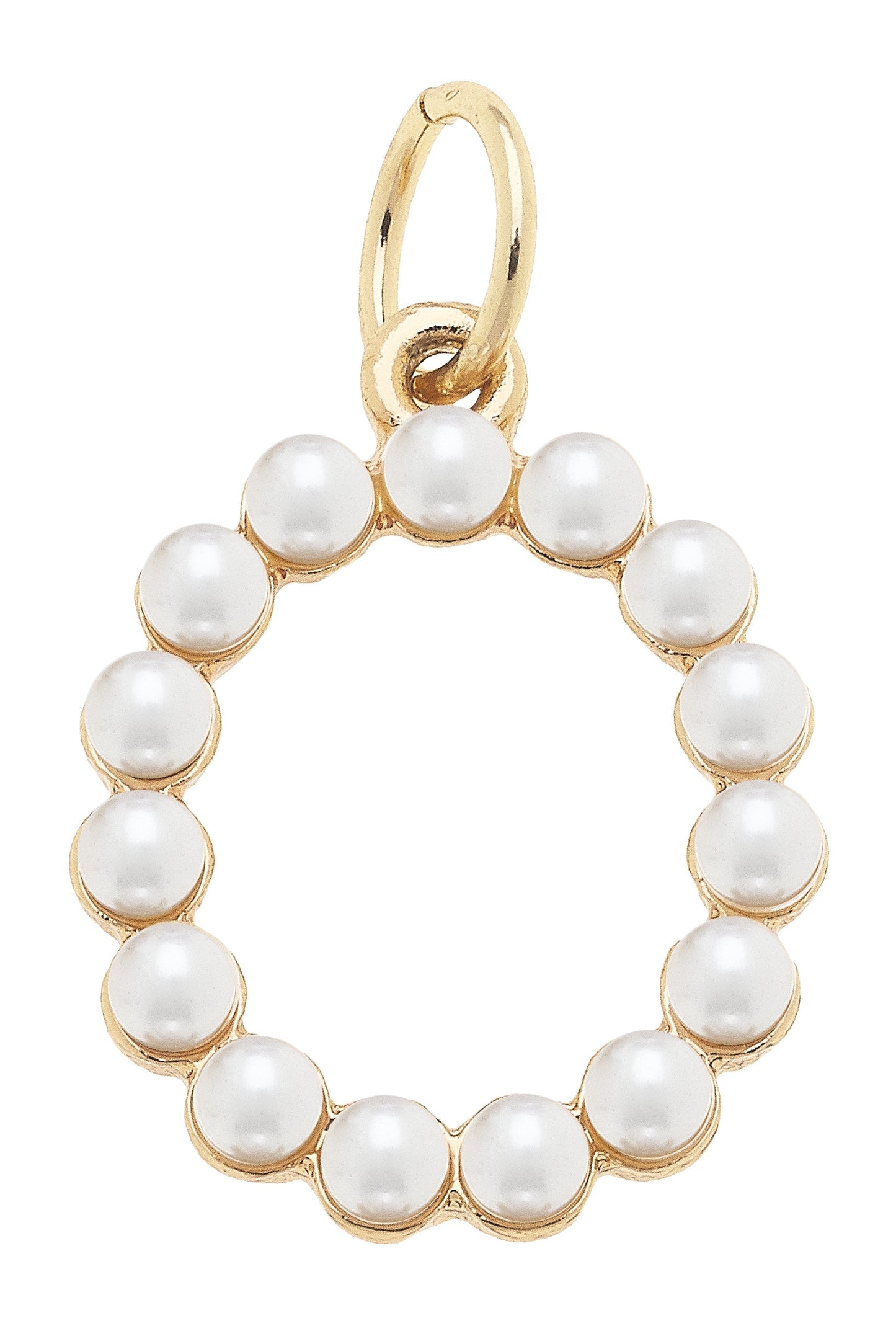 Pearl-Studded Letter "O" Charm in Ivory