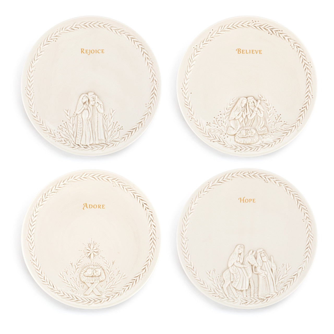 Christmas Journey Ceramic Nativity Appetizer Plates Set of 4