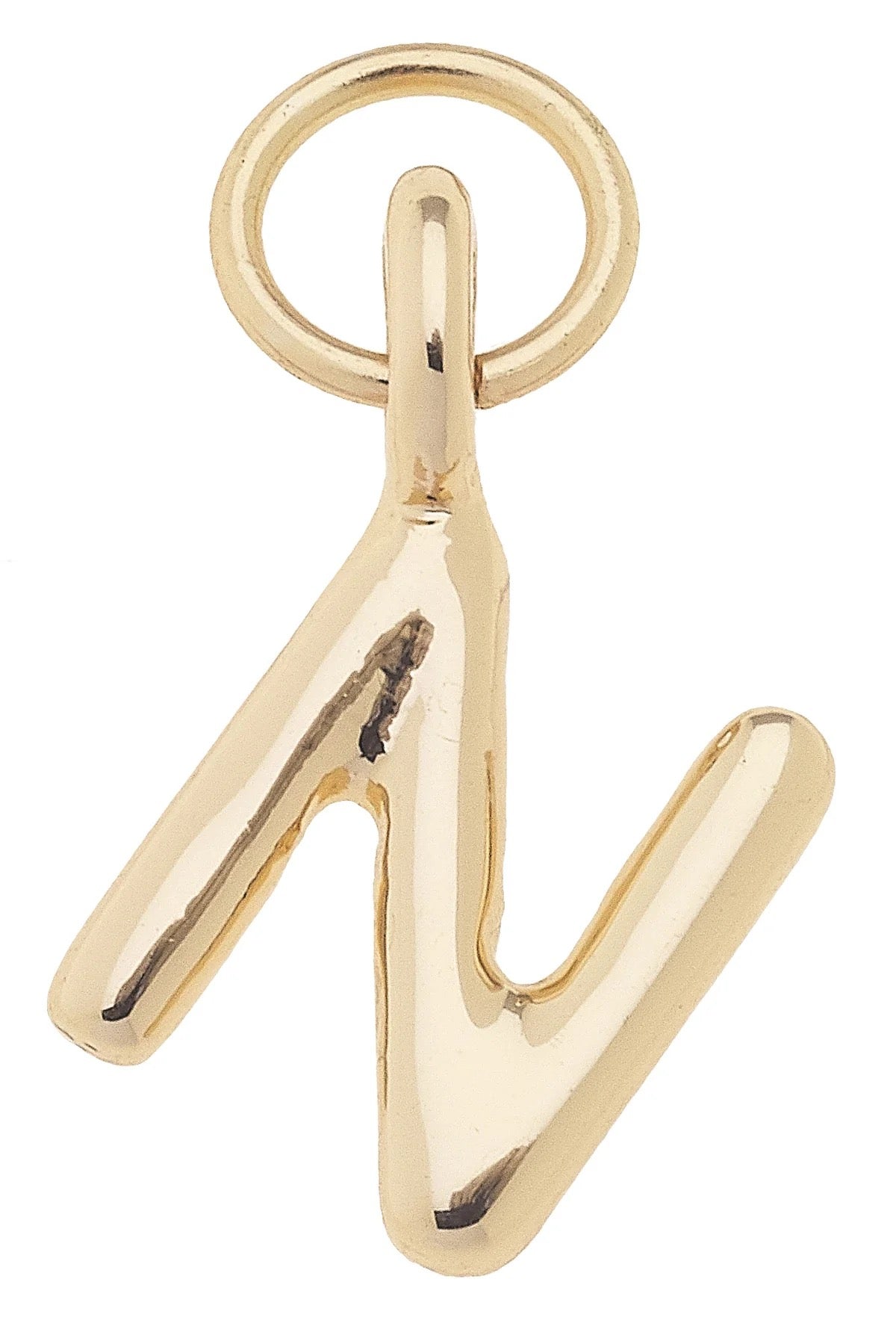 Mini Initial Charm "N" In Shiny Gold