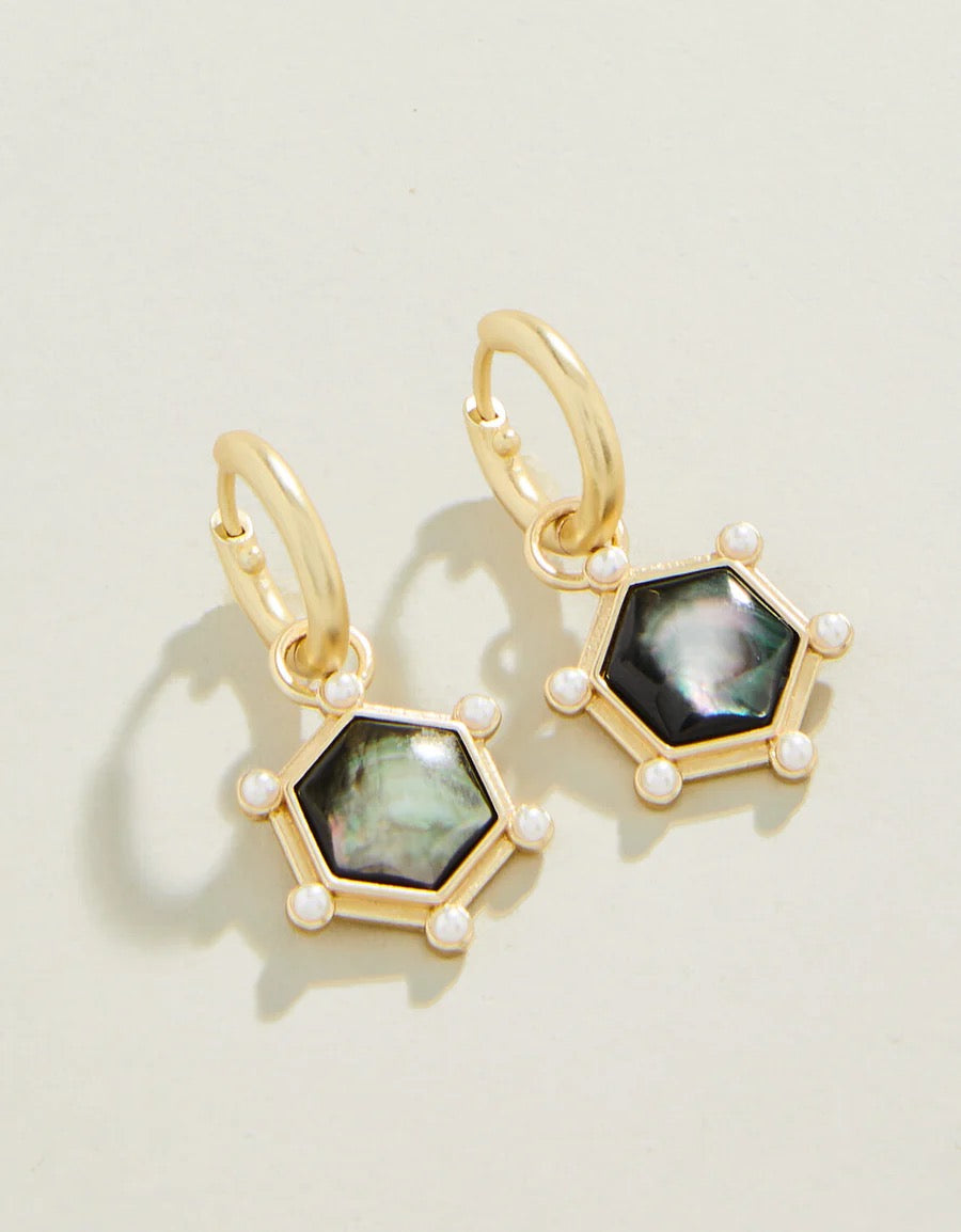 Hexa Convertible Hoop Earrings Grey Mother-of-Pearl by Spartina 449