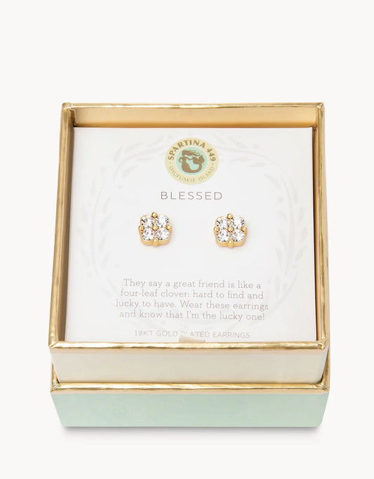 Sea La Vie Stud Earrings Blessed/Crystal Clover by Spartina 449