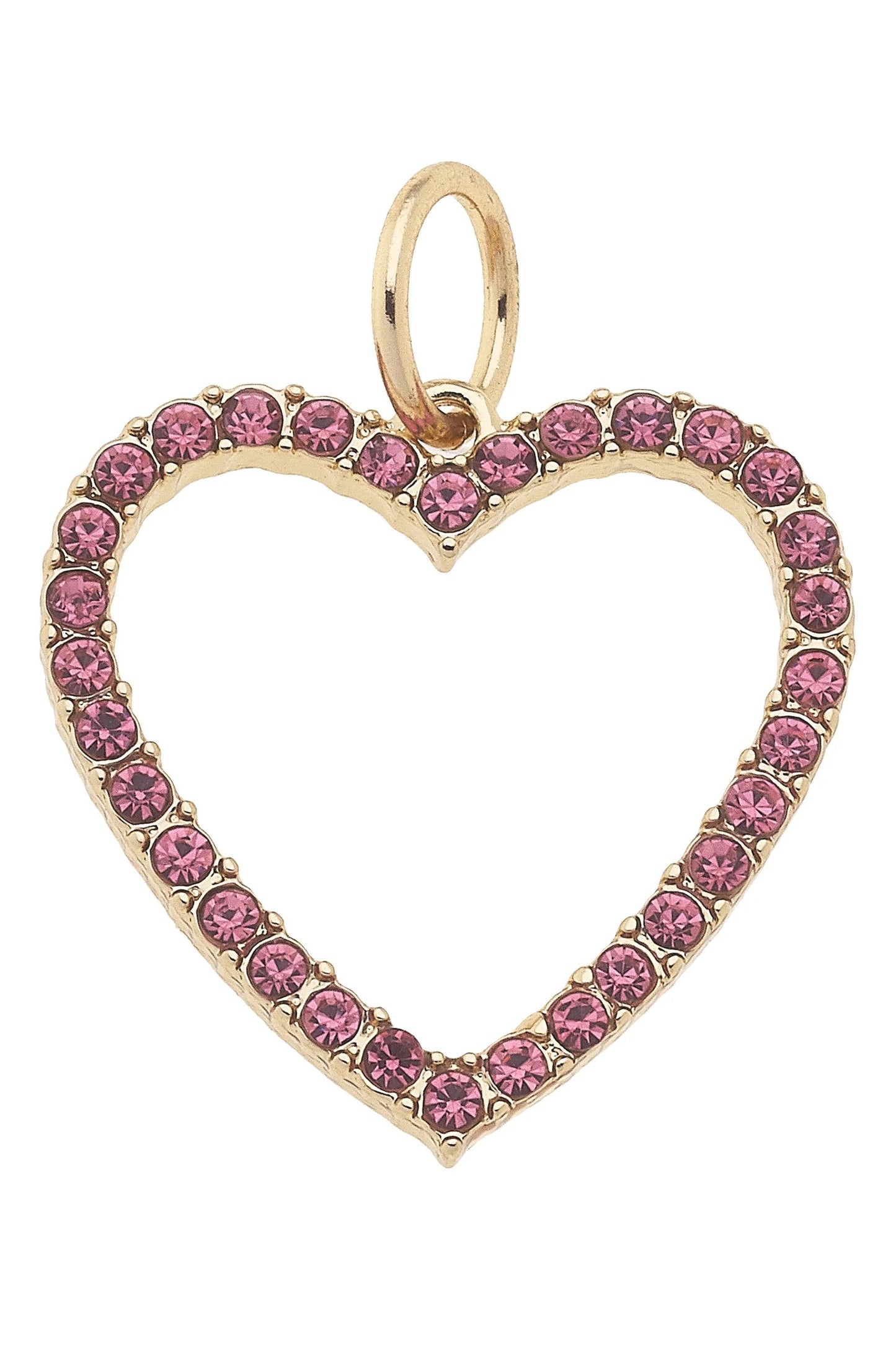 Pave Open Heart Charm In Pink