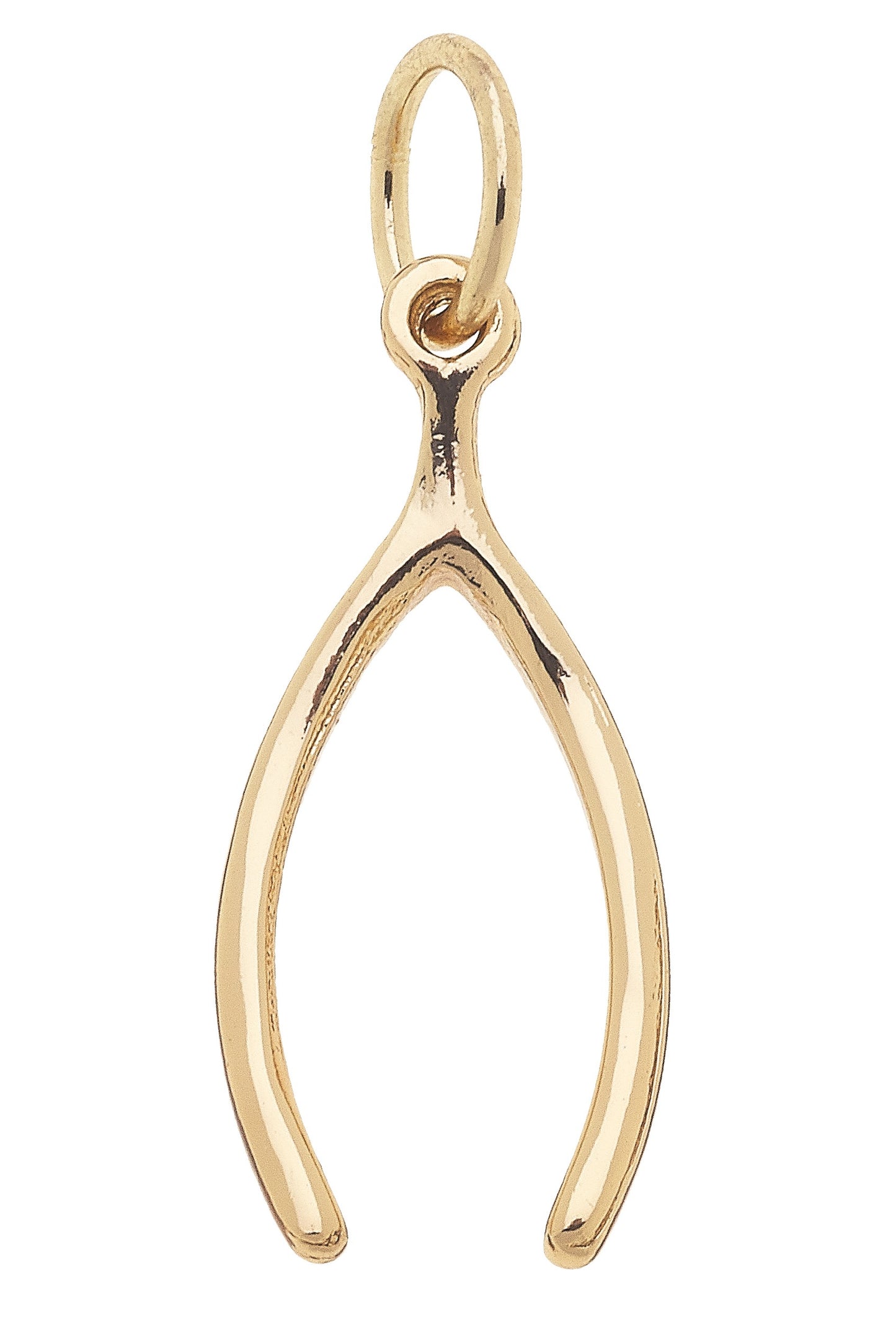 Lucky Wishbone Charm in Shiny Gold