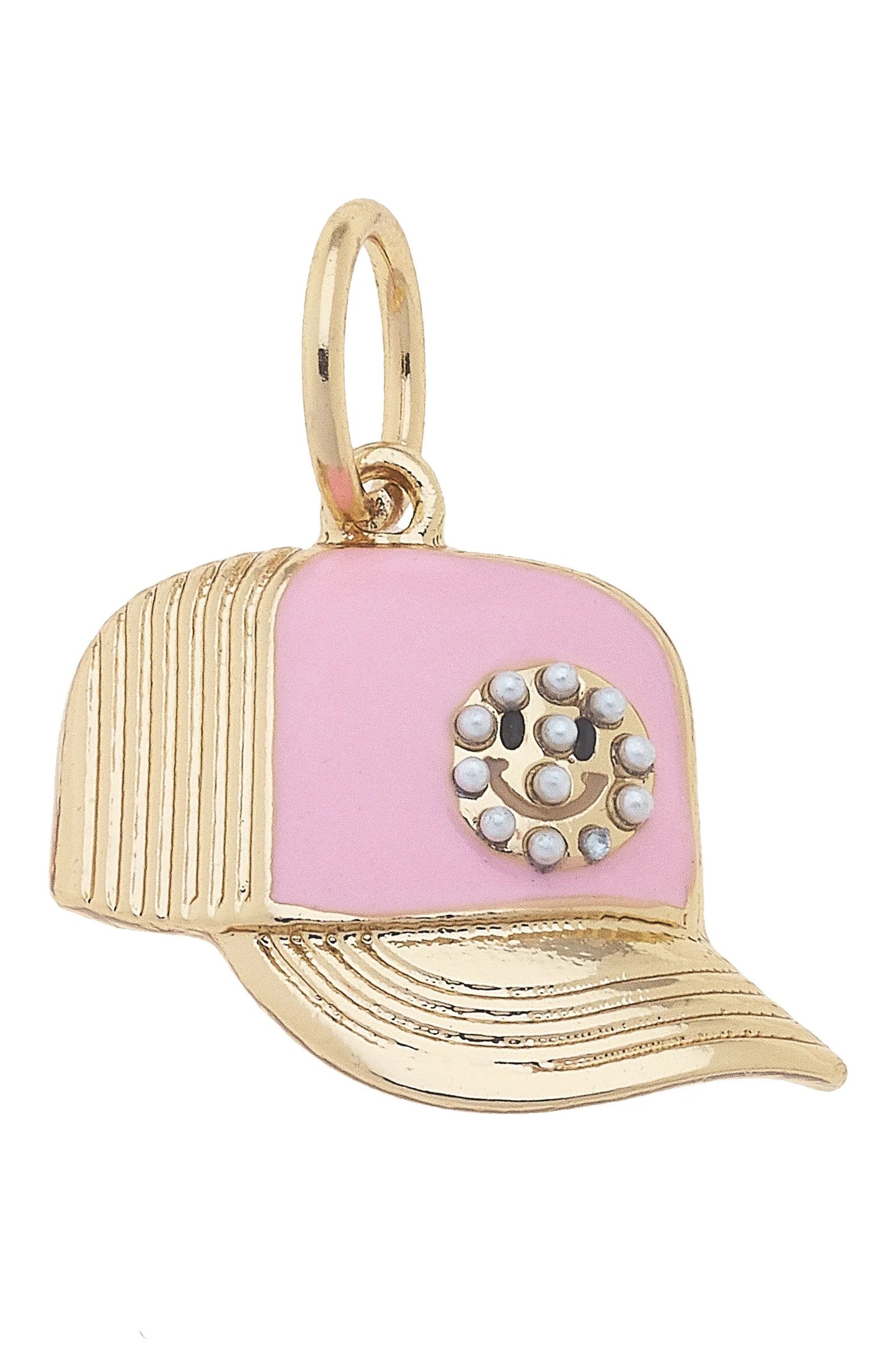 Smiley Face Trucker Hat Charm in Light Pink