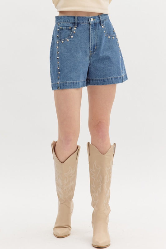 Stand Your Ground Metal Studded Shorts