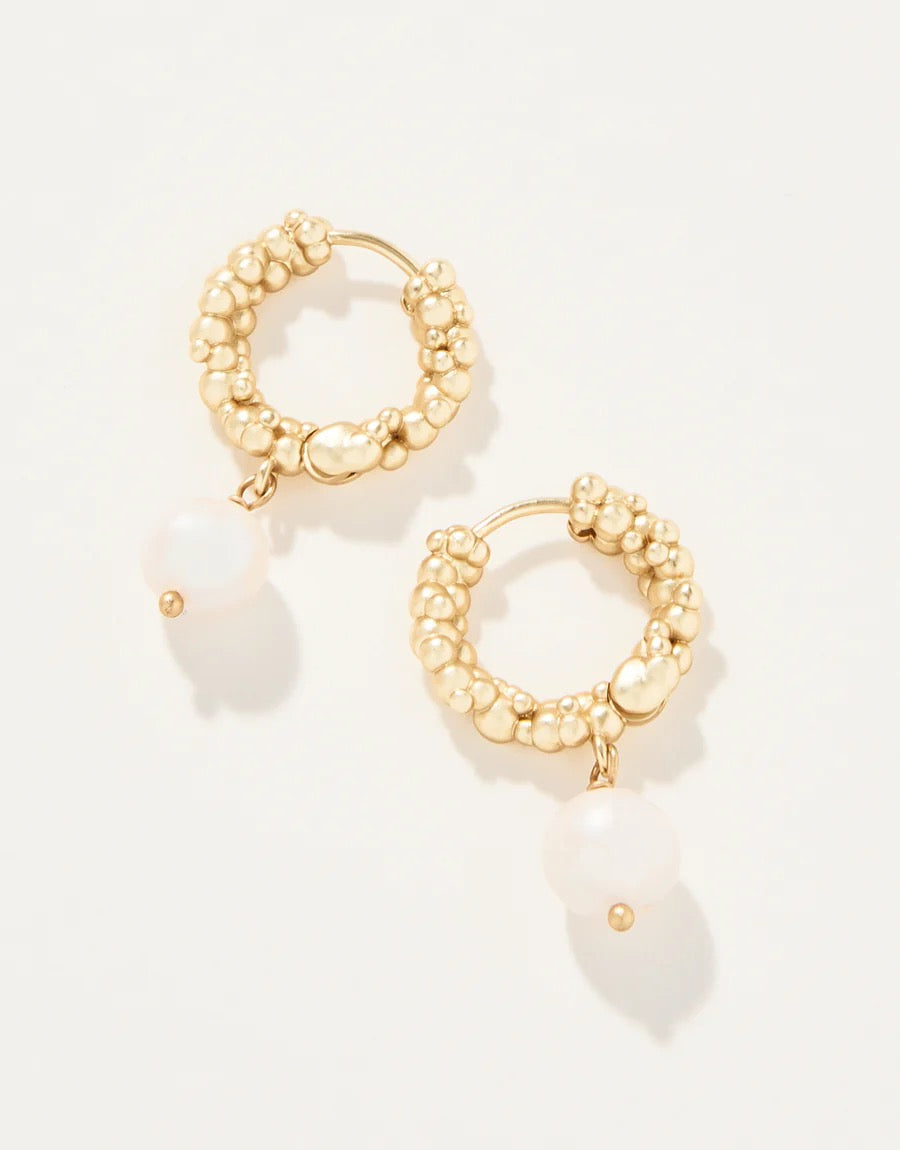 Bubble Hinged Hoop Earrings Pearl by Spartina 449