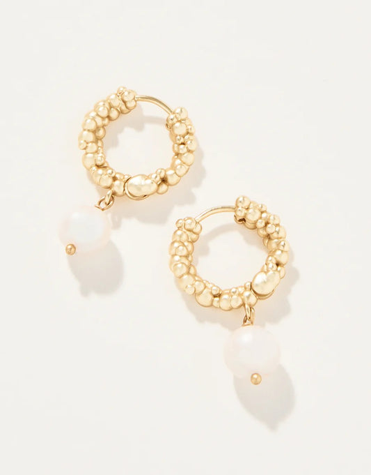 Bubble Hinged Hoop Earrings Pearl by Spartina 449