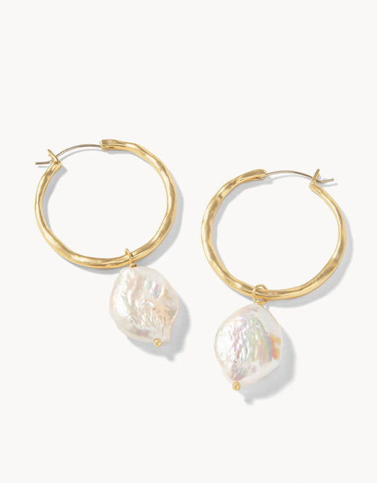 Pearl Drop Hoop Earrings Pearl by Spartina 449
