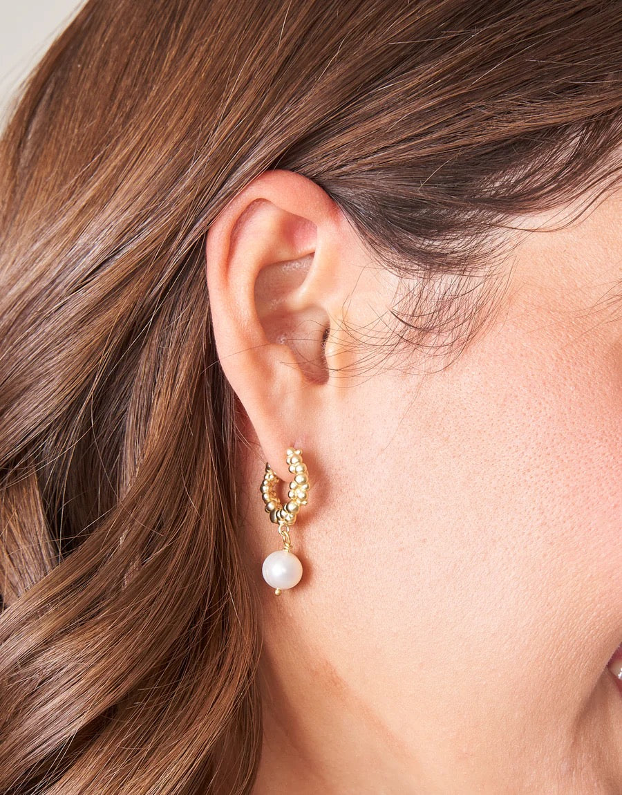 Bubble Hinged Hoop Earrings Pearl by Spartina 449