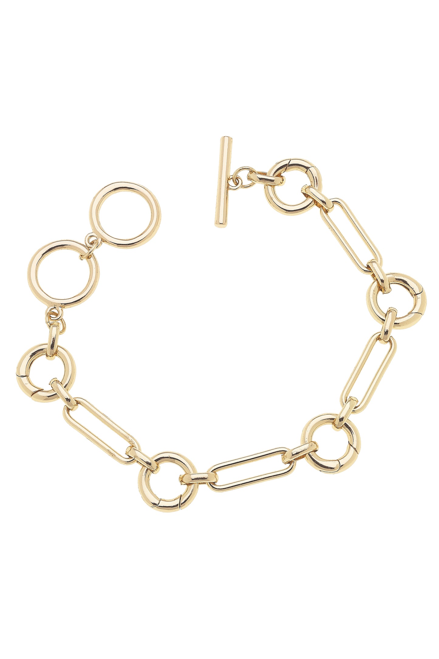 Lilah Multi Charm Toggle Bracelet Base In Shiny Gold