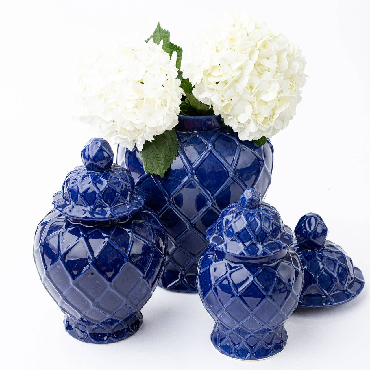 8 Oak Lane Large Textured Ginger Jar - Navy