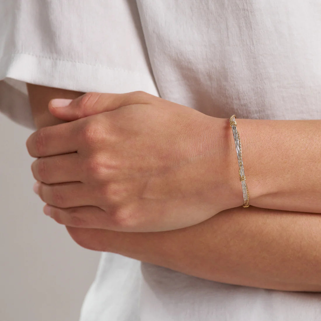 Leap of Faith Bracelet - Sterling Silver with 14K Gold Artist Wire Wraps