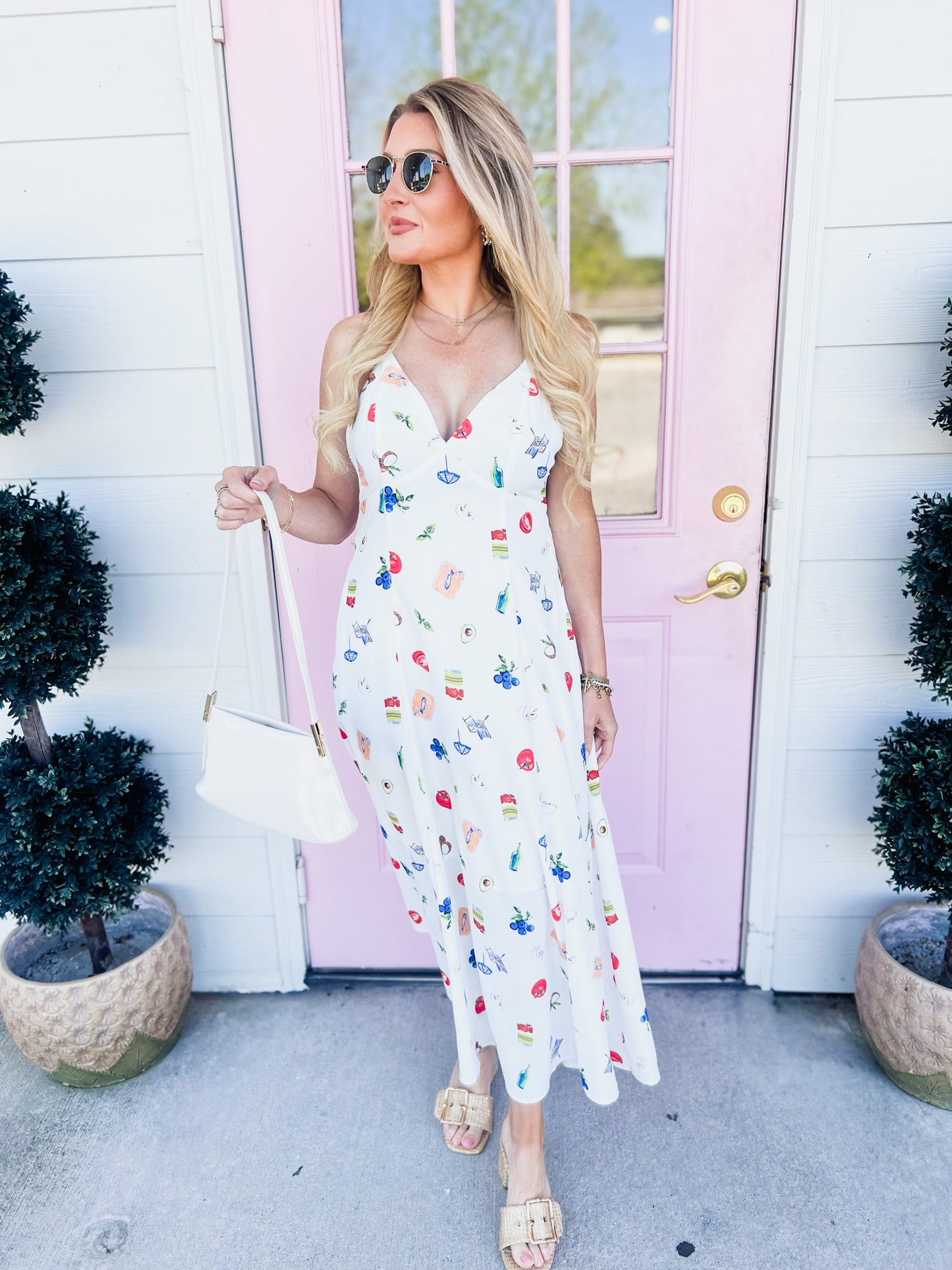 Let's Vaca Printed Open Back Midi Dress