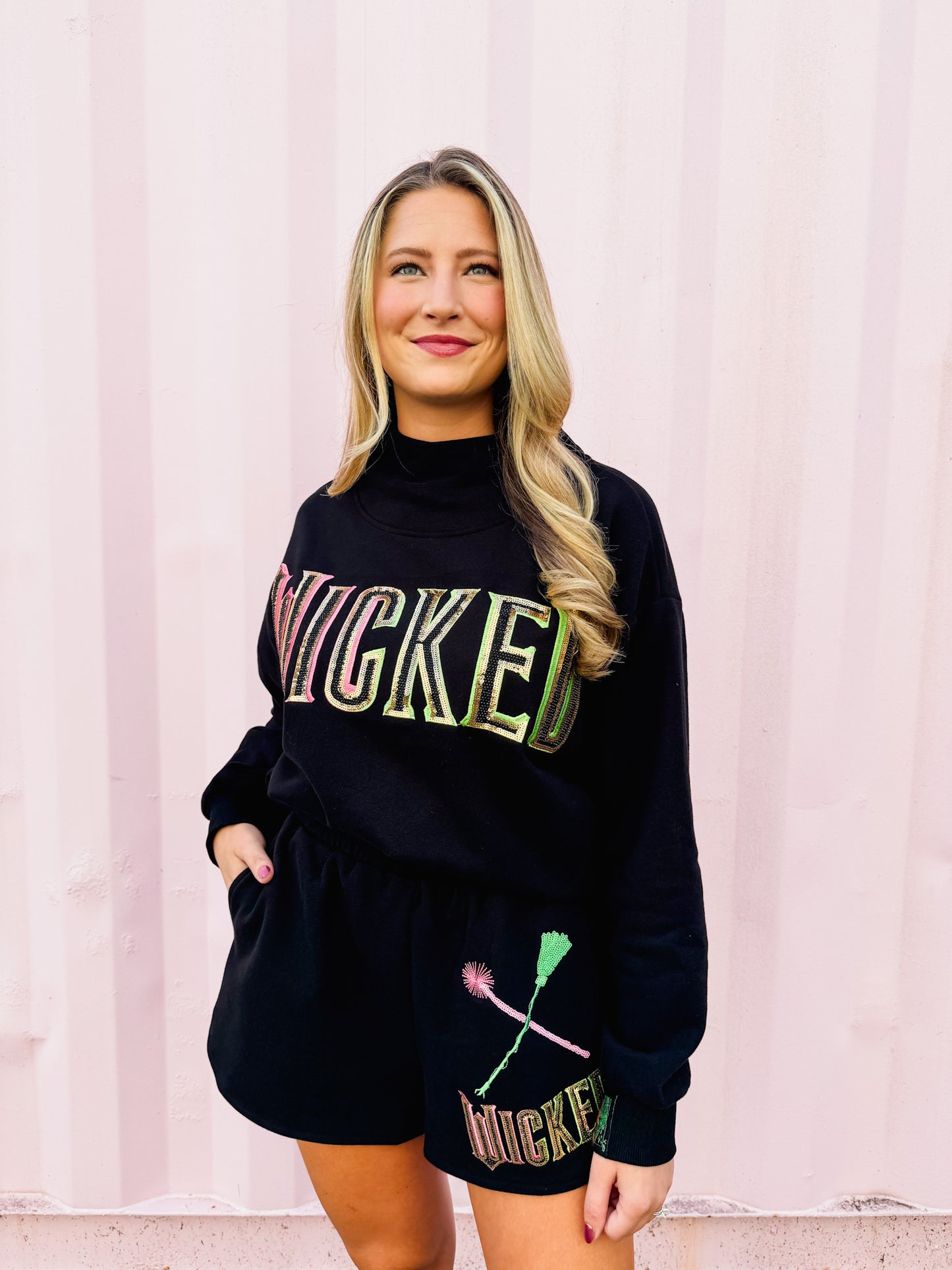 Licensed Wicked x Queen Of Sparkles Black 'Wicked" Logo Sweatshirt