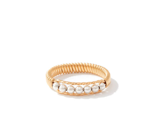 Power of Prayer Ring - 14K Gold Artist Wire with Silver Beads