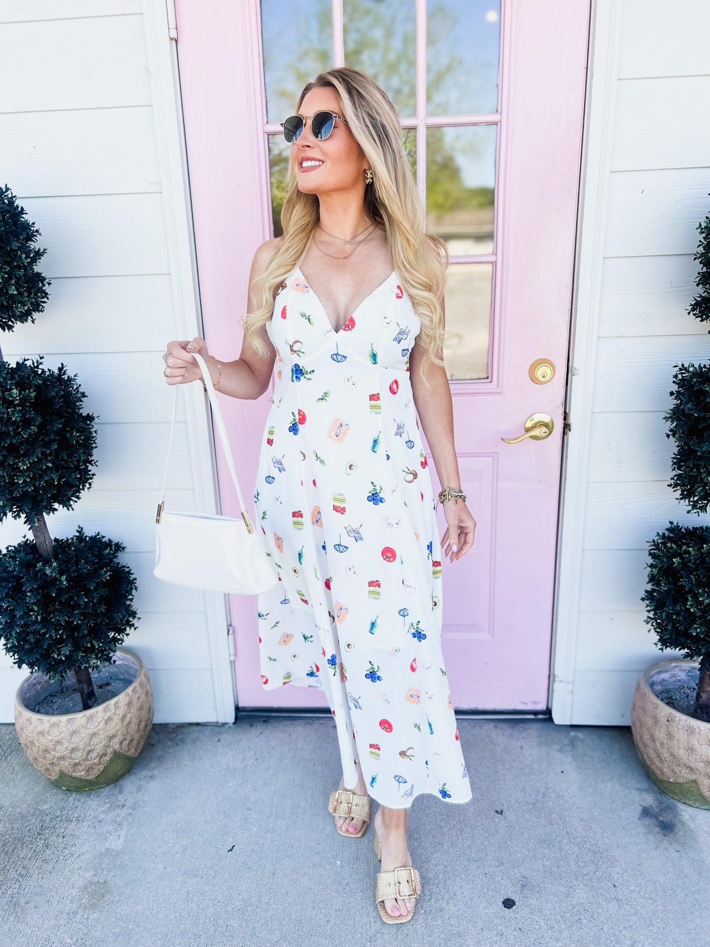 Let's Vaca Printed Open Back Midi Dress