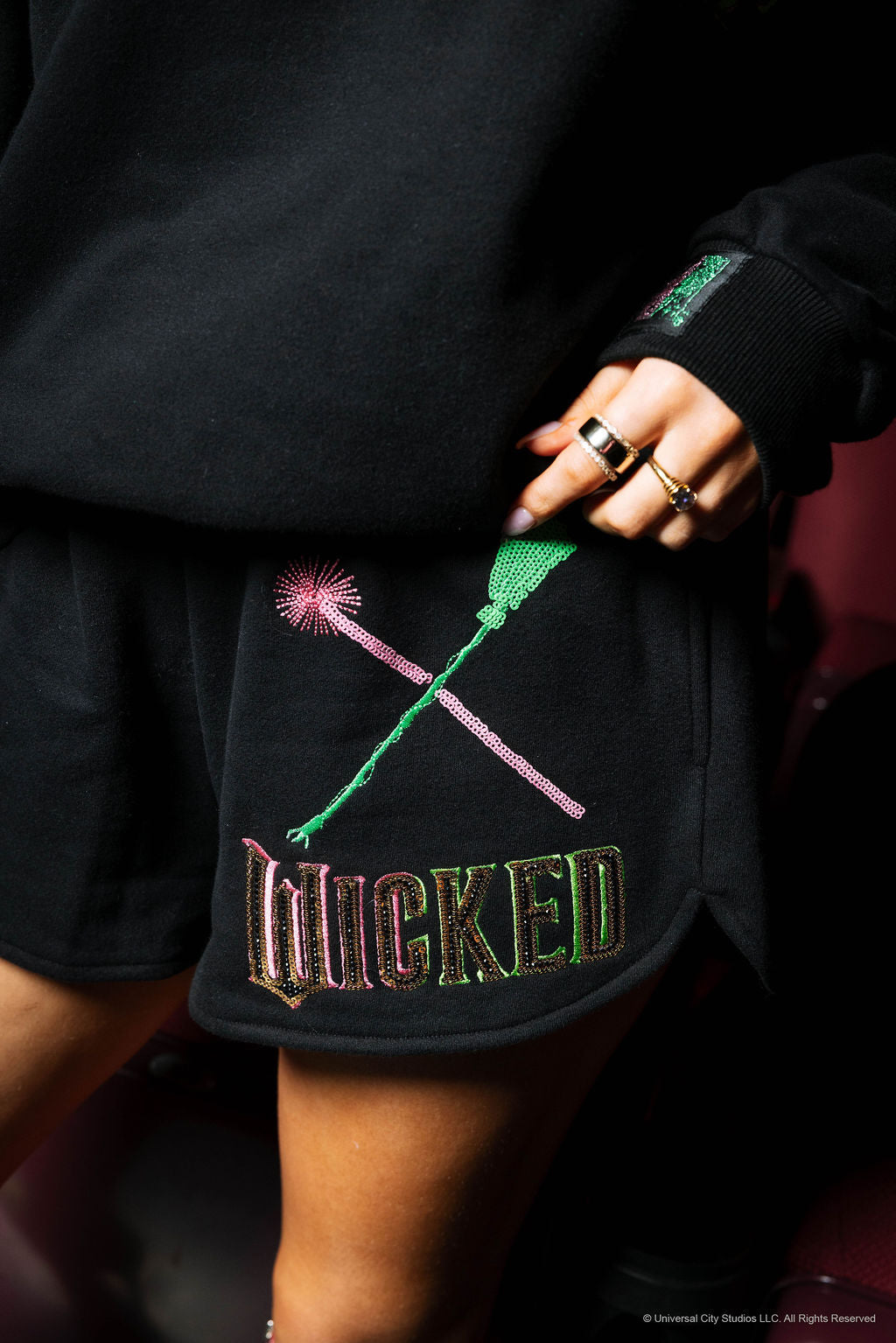 Licensed Wicked x Queen Of Sparkles Black 'Wicked" Logo Sweatshirt