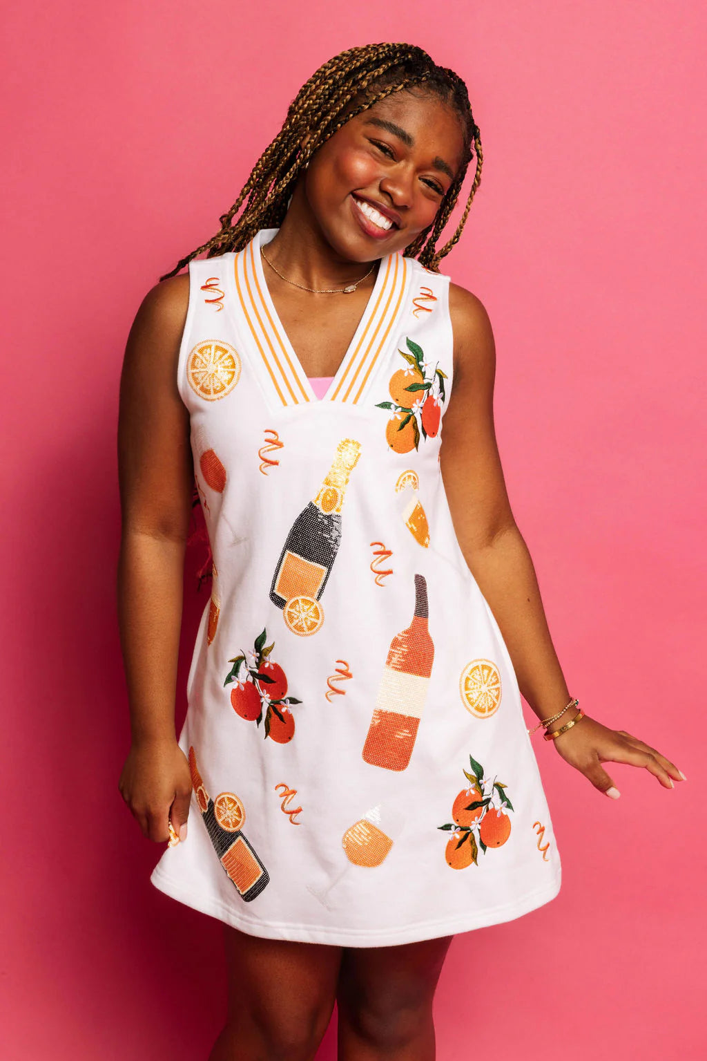 Queen Of Sparkles White Mimosa Icon Tank Dress