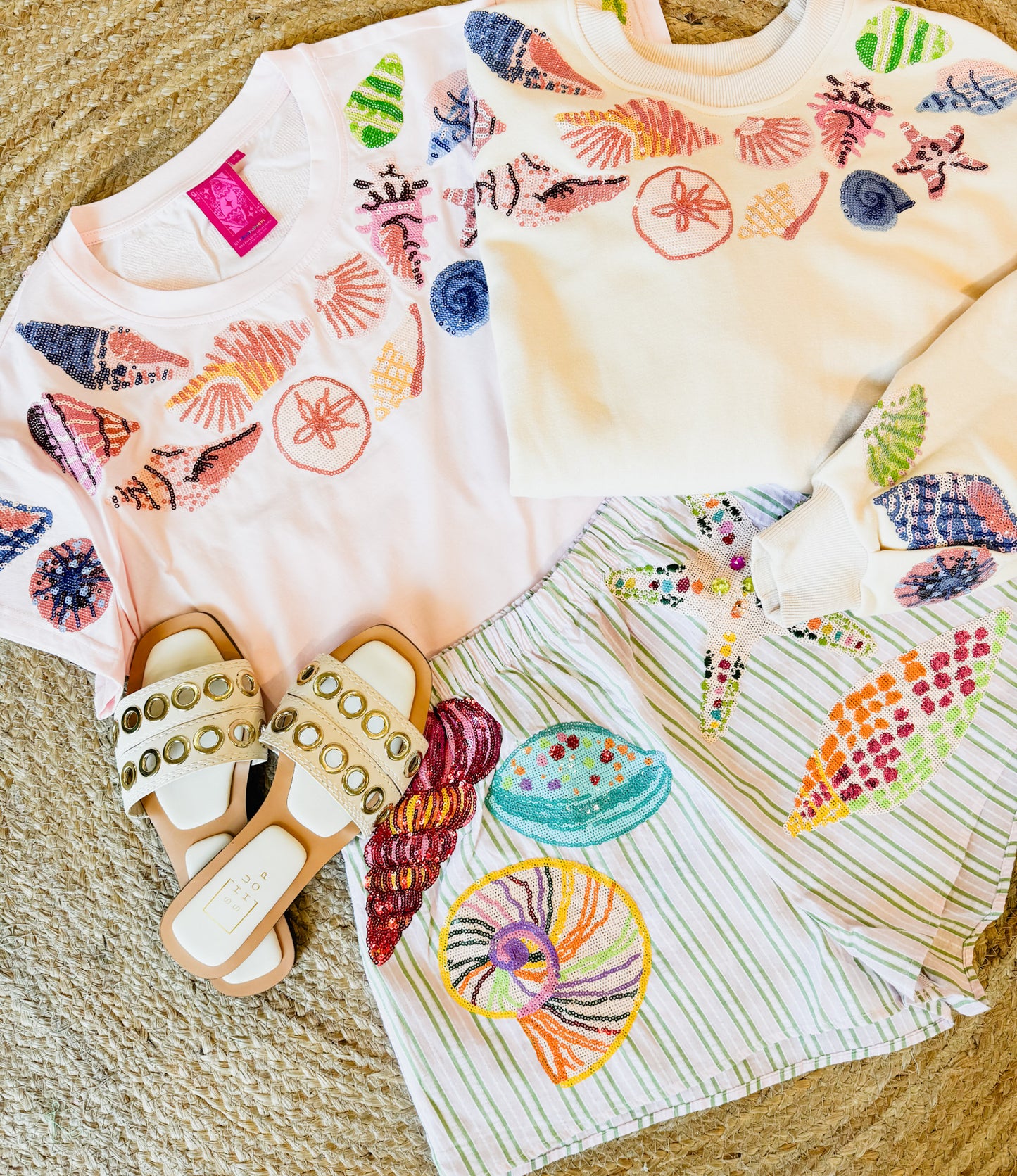 Queen Of Sparkles Light Pink Multi Shell Tee