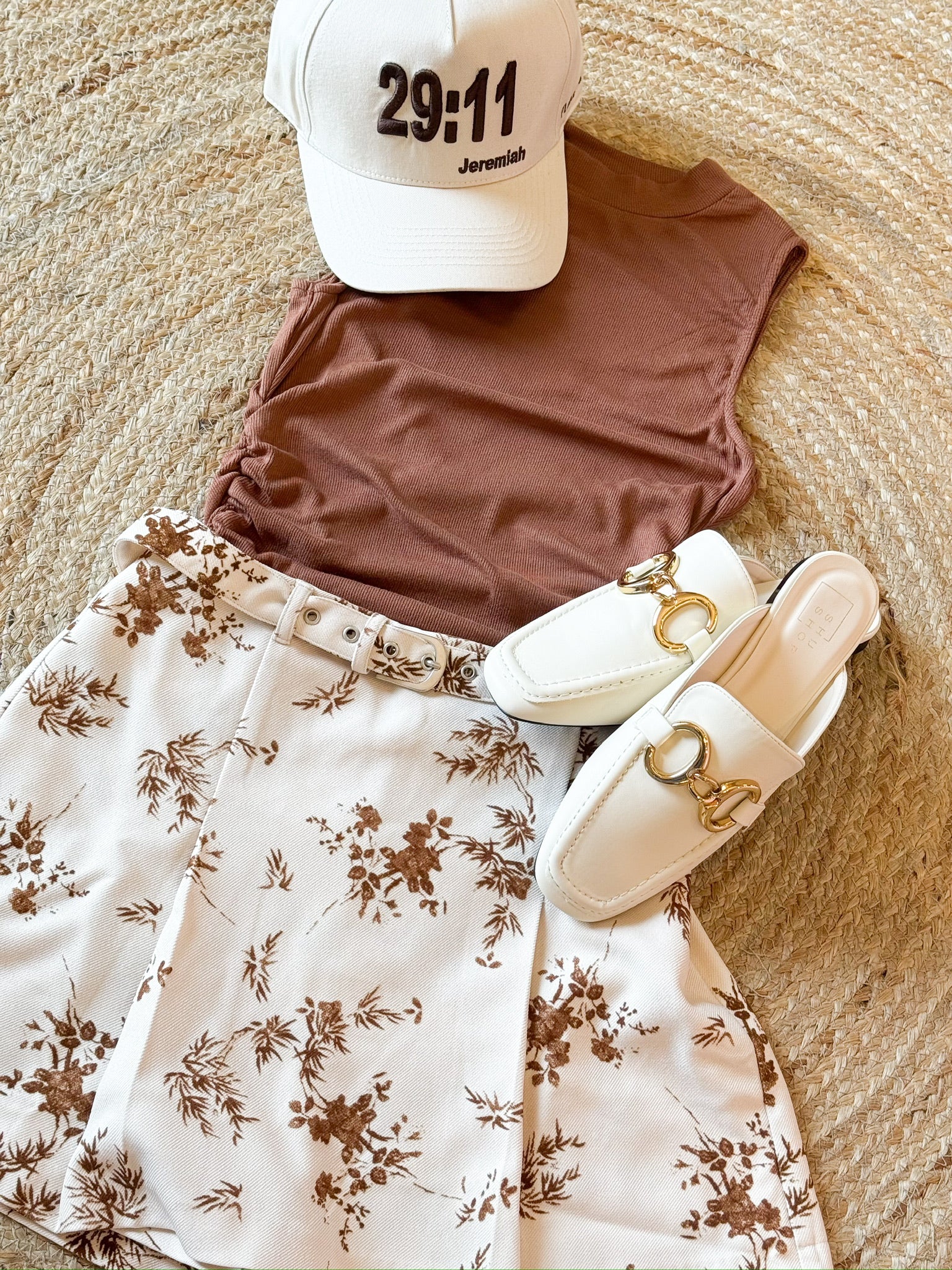 Ronan Mock Neck Ruched Knit Tank - Brown