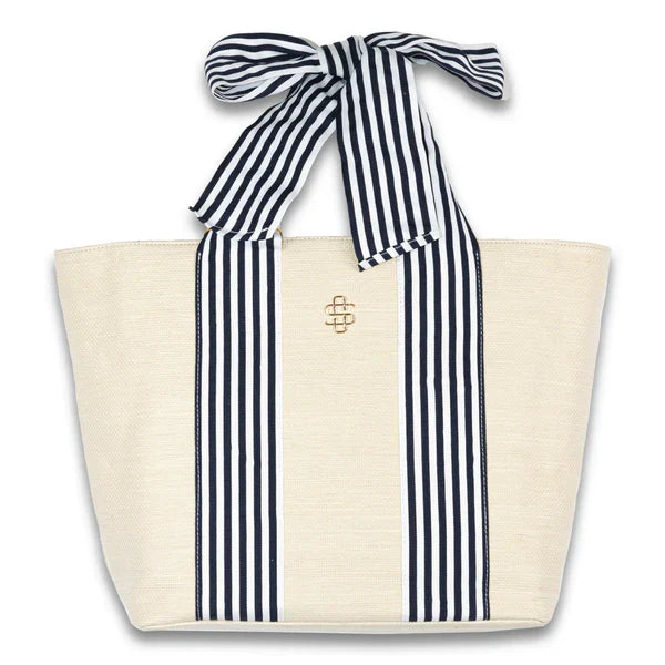 Simply Southern Striped Bow Derby Cream Tote