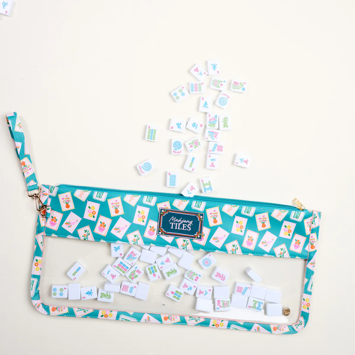 Mahjong Tile Keeper Pouch - It's Mahj Time Teal