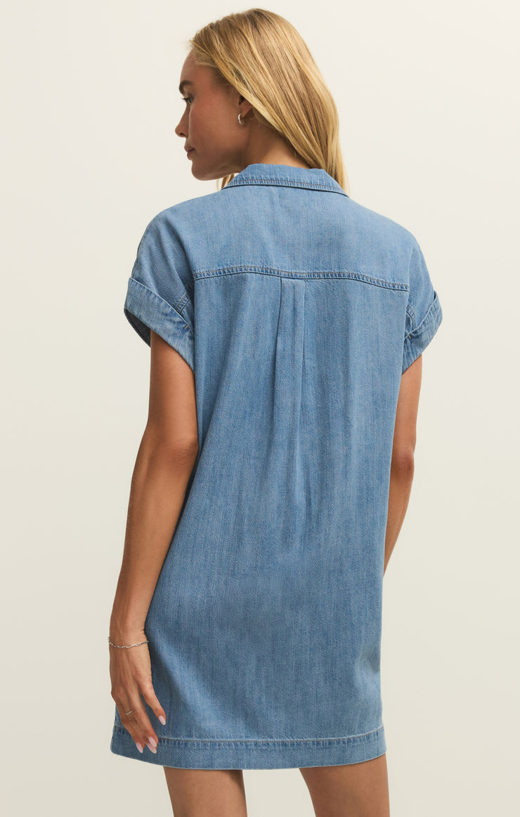 Z Supply Napa Lightweight Denim Mini Dress - Shoreline