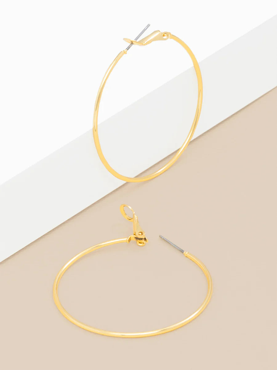 Zenzii Medium Metal Slim Hoop Earring - 1.5"