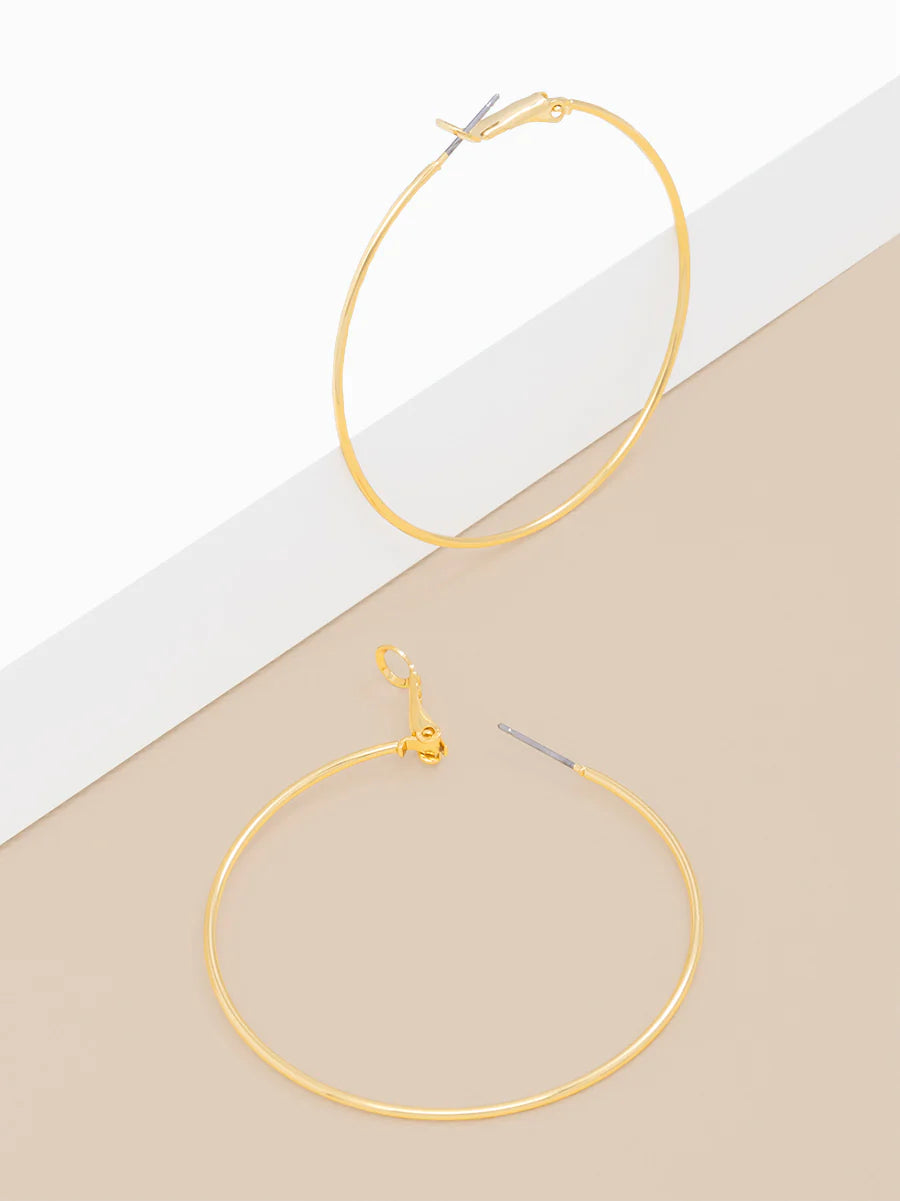 Zenzii Large Metal Slim Hoop Earring - 2"