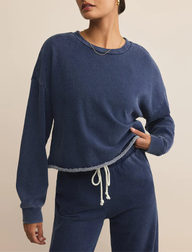Z Supply Circuit Knit Denim Sweatshirt - Indigo