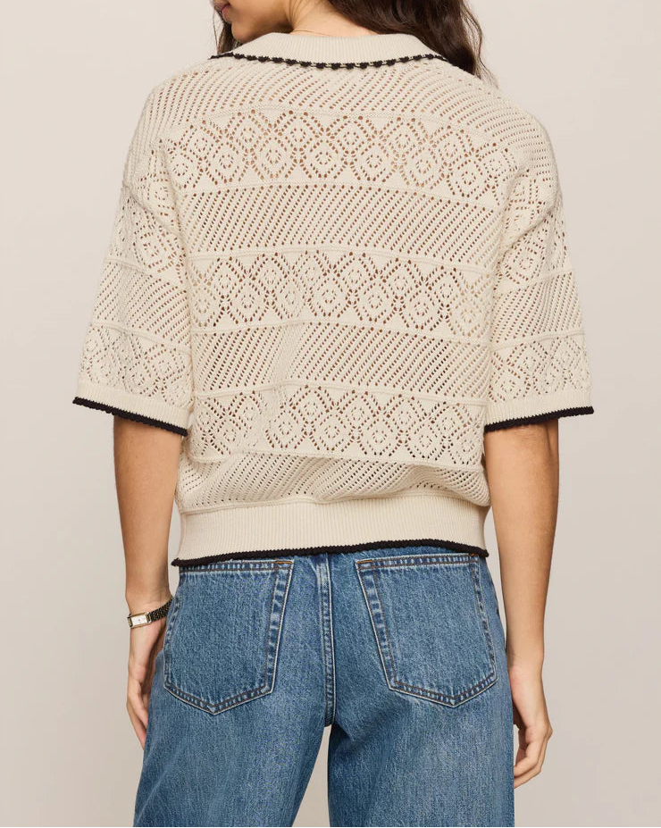 Z Supply Denman Crochet Polo Sweater - Sandstone