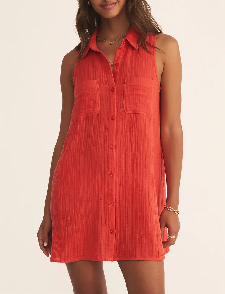 Z Supply New Light Dress - Cabana Red