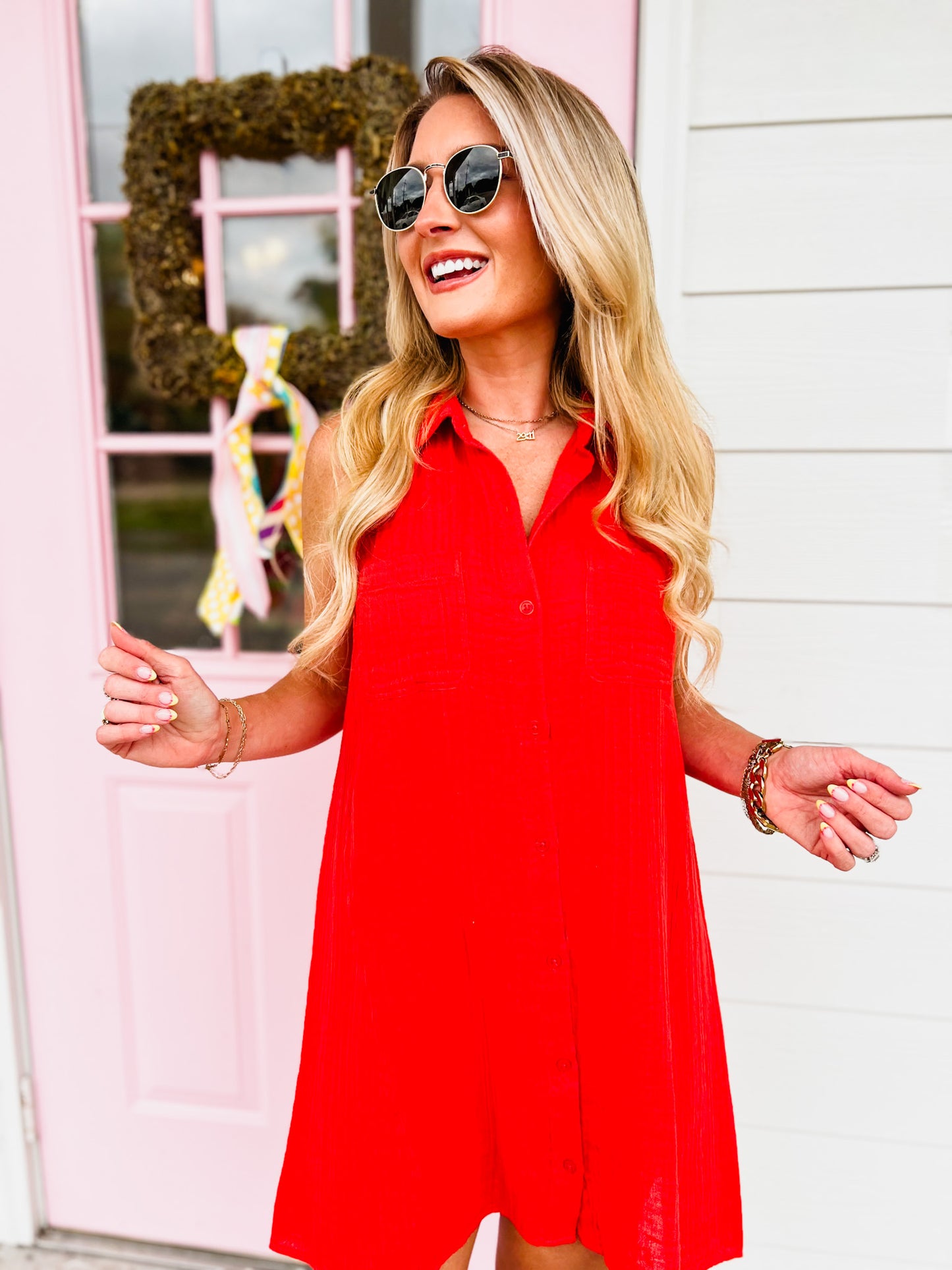 Z Supply New Light Dress - Cabana Red