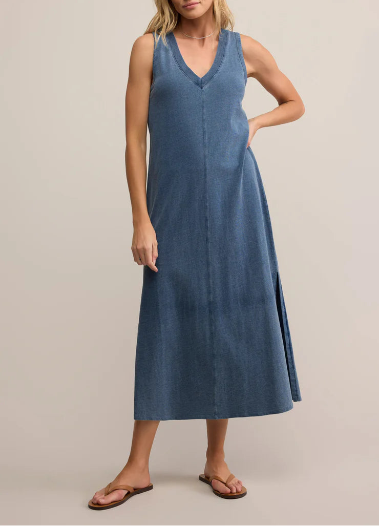 Z Supply Palisades Jersey Denim Dress - Vintage Indigo