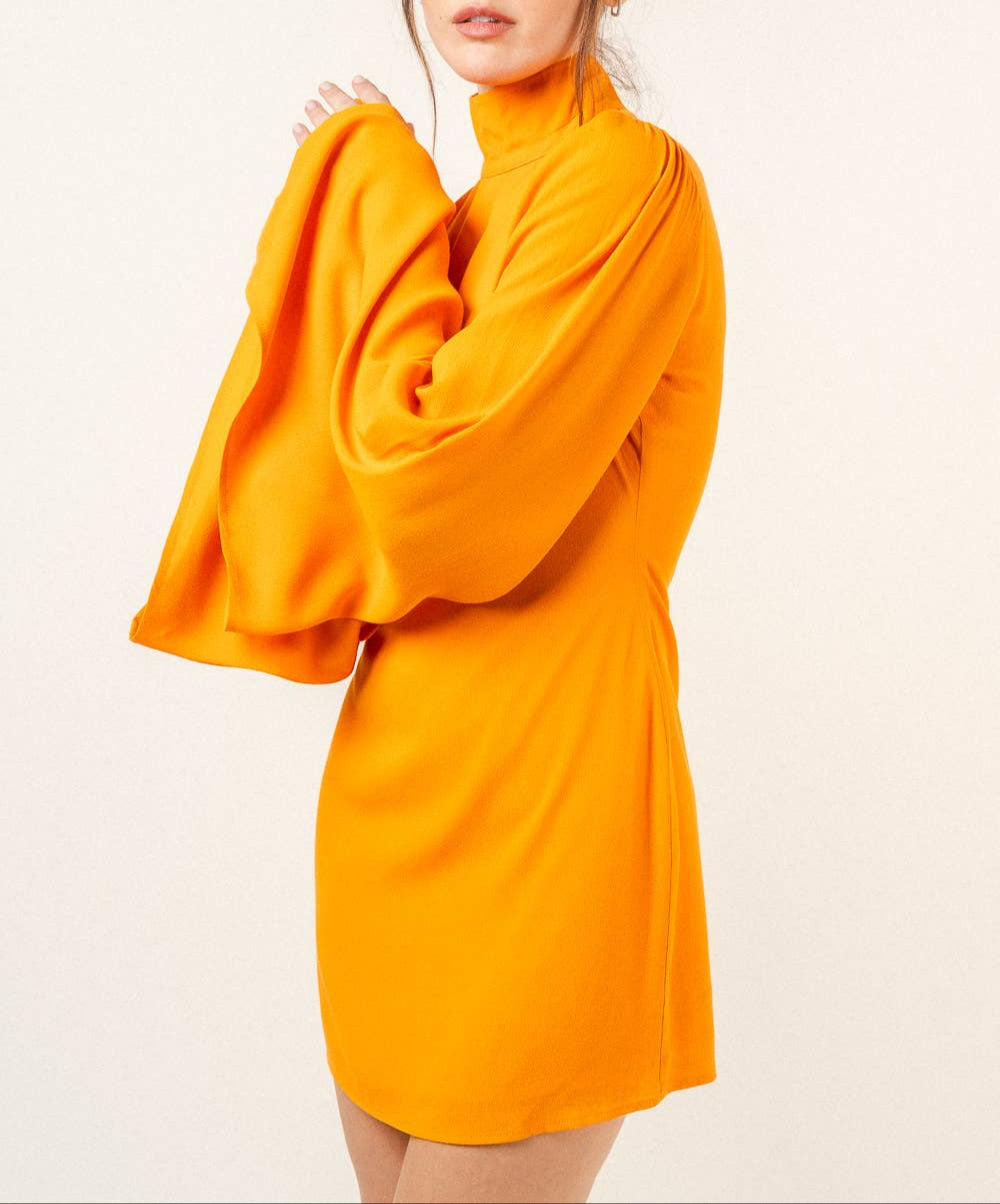 A Chic Moment Mock Neck Dramatic Mini Dress