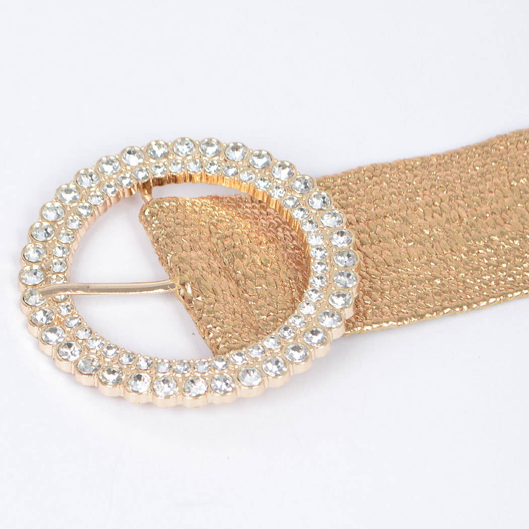 Rhinestone Elastic Belt - Gold