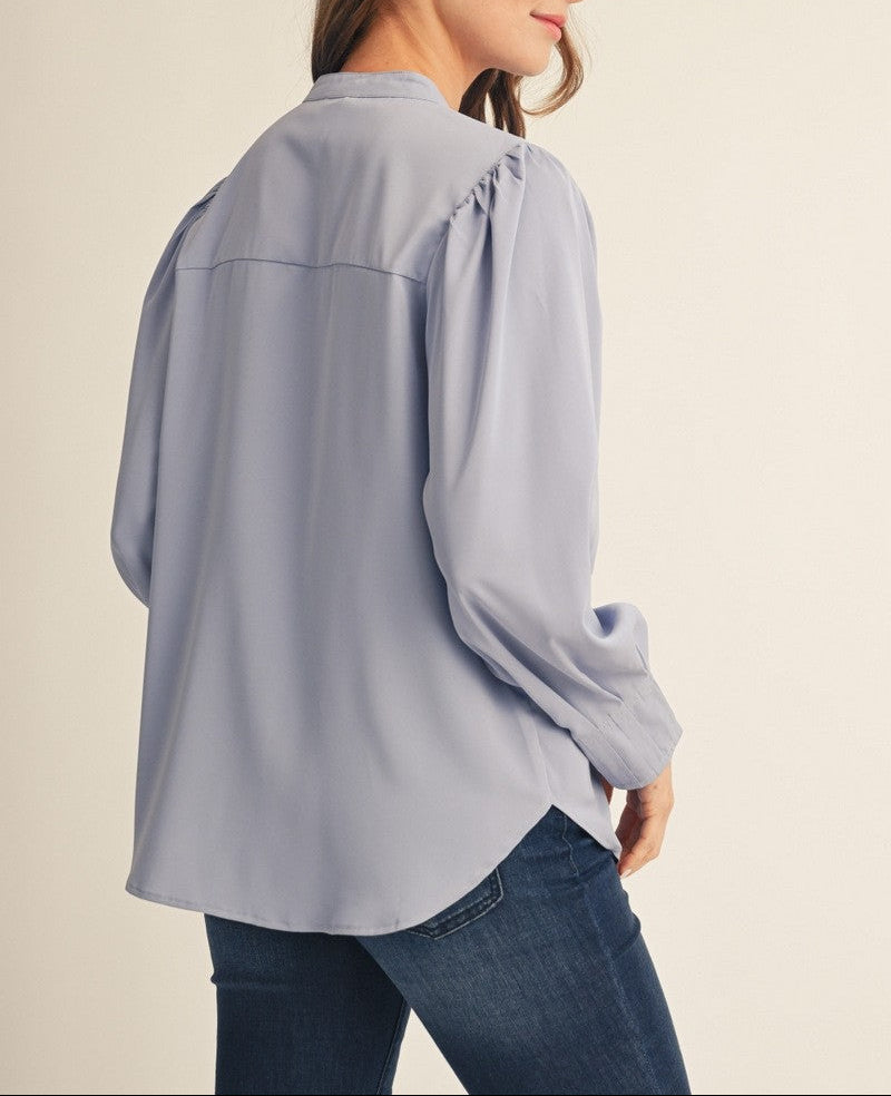 Open Spaces Button Up Top - Peri Blue