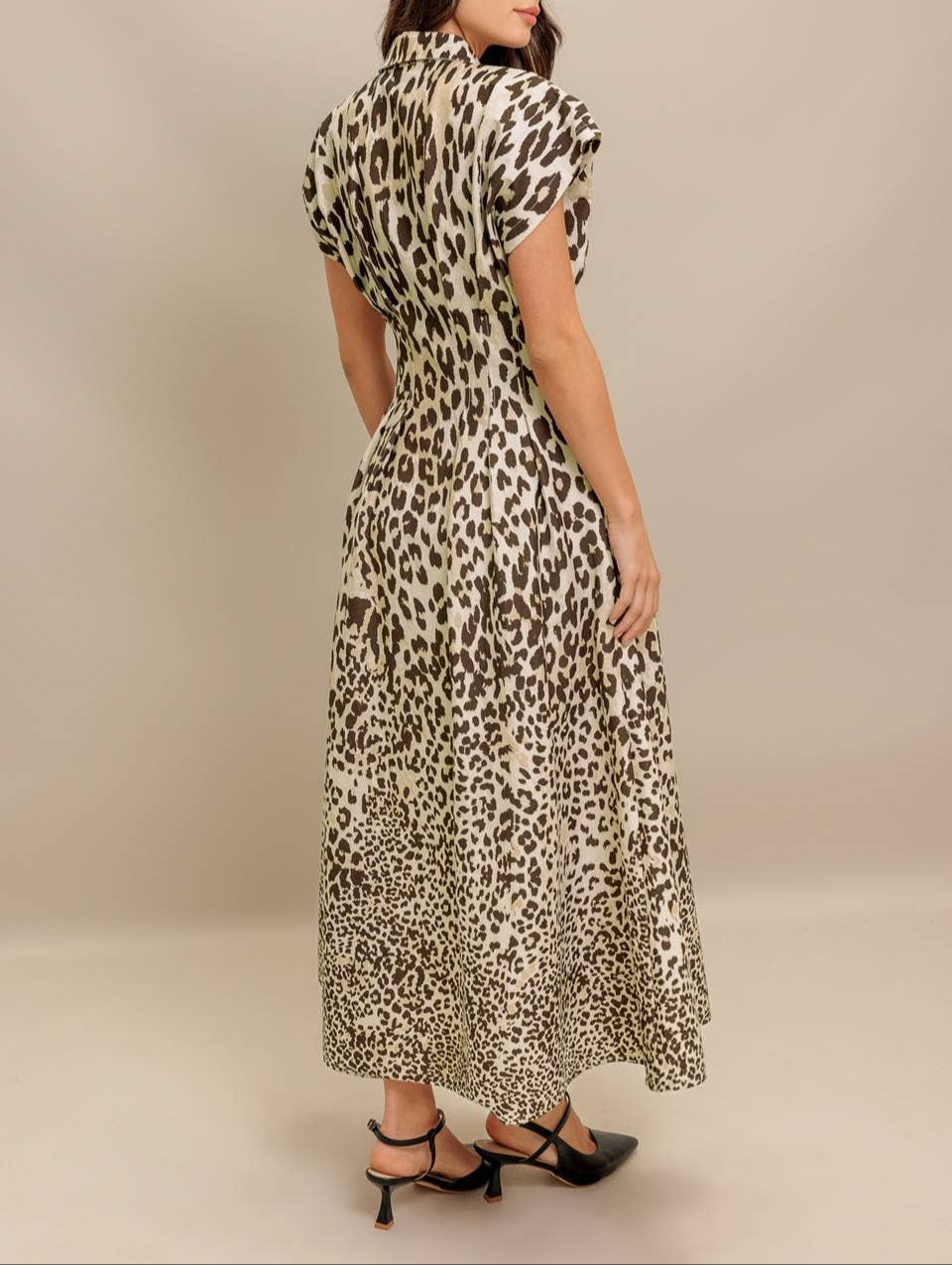 Ahead of The Game Printed Midi Dress - Taupe Brown