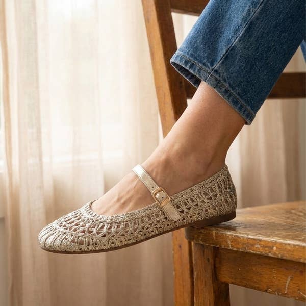 Susan Woven Mary Jane Flat - Natural