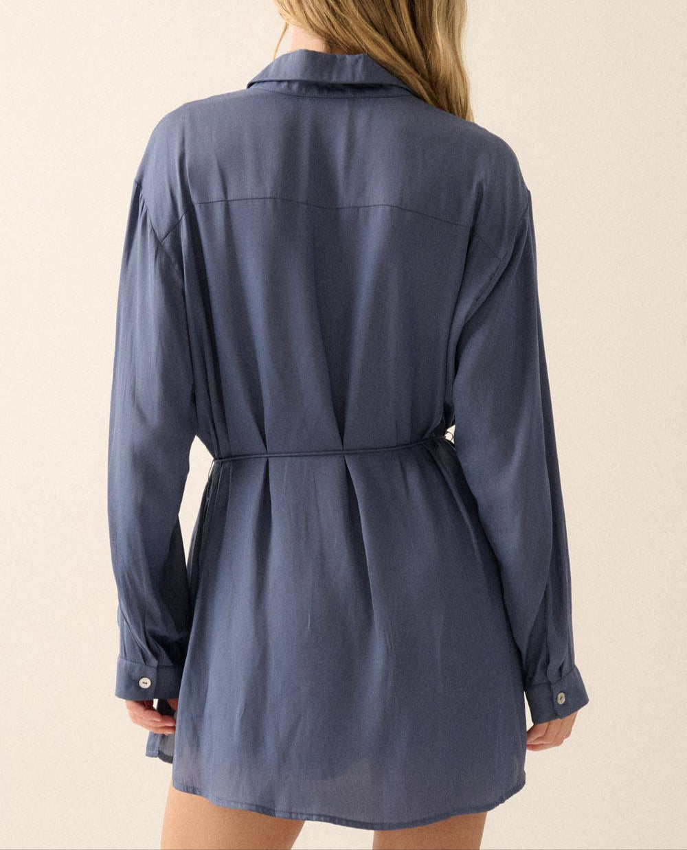 Standing On Faith Button Down Shirt Romper - Violet Blue