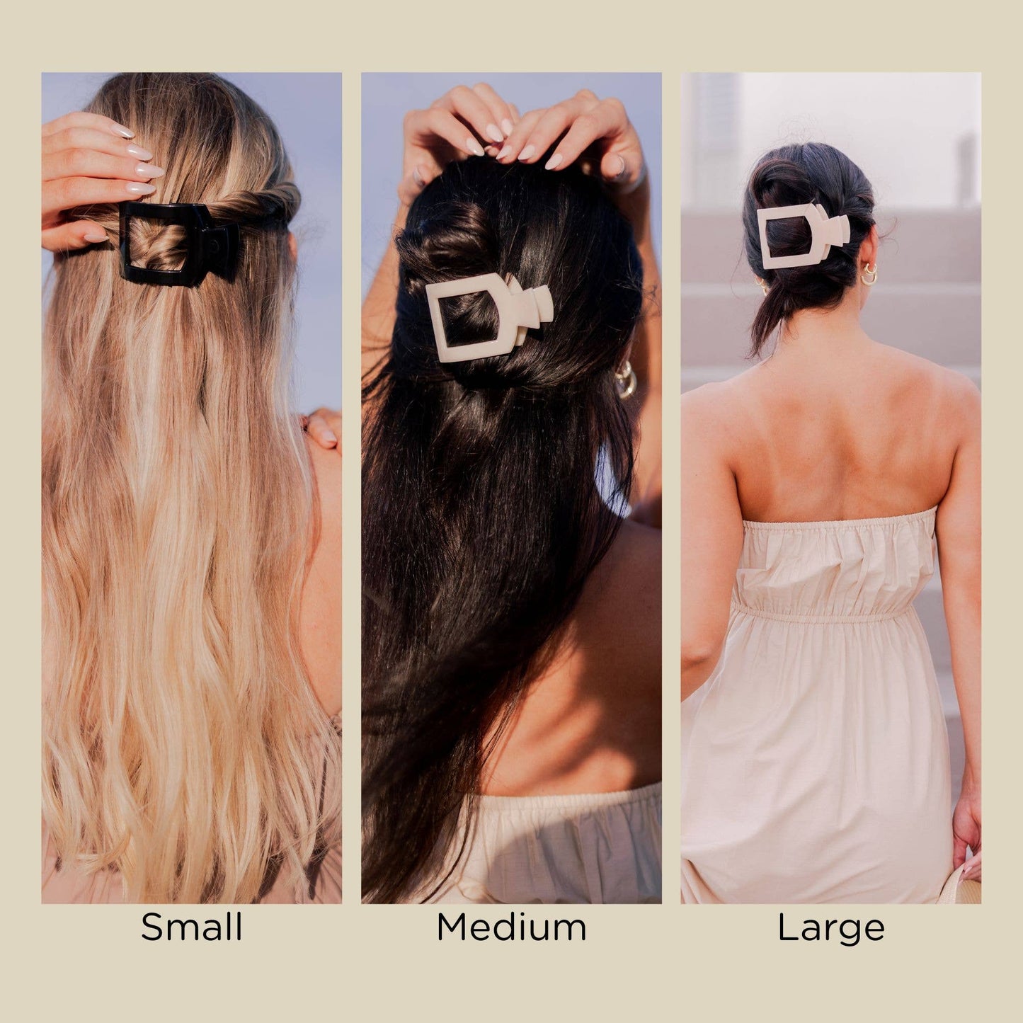 Teleties Square Flat Hair Clip | Large | Blonde Tortoise