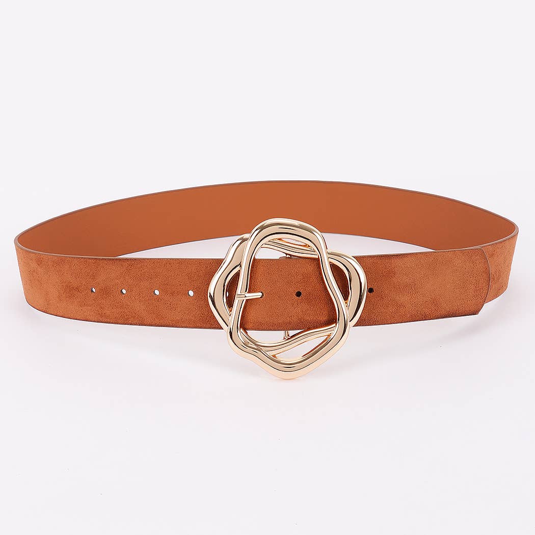Unique Twisted Buckle Belt - Camel
