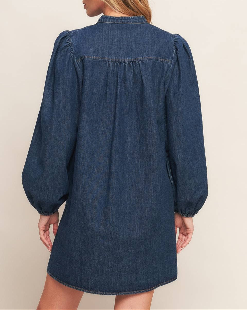 Boot Scootin' Washed Denim Dress - Dark Indigo