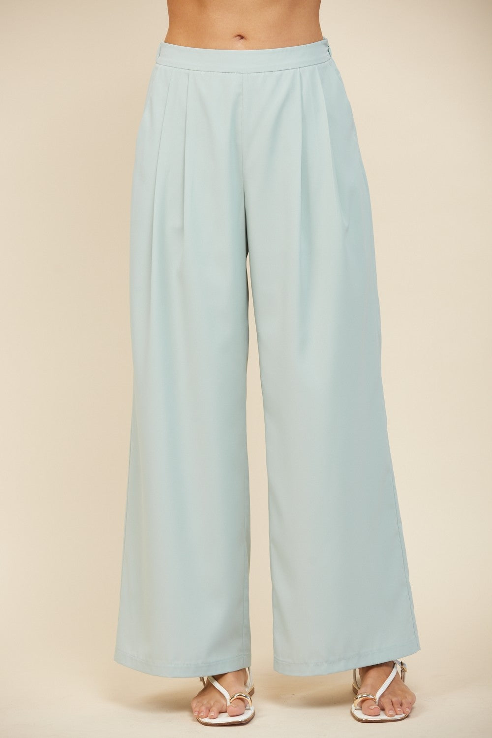 Quiet Night Flowy Light Woven Pant - Sea Glass