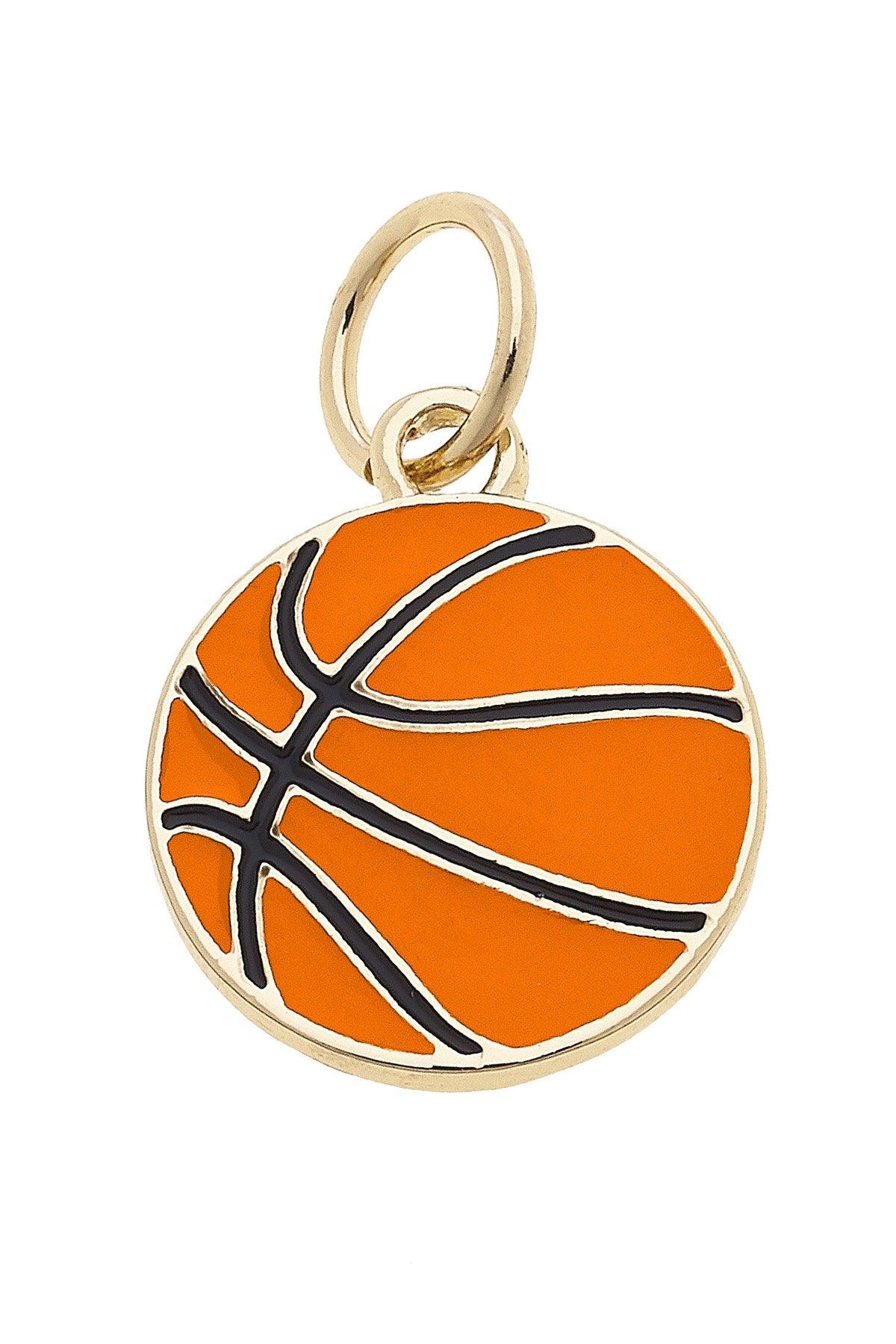 Basketball Enamel Charm in Shiny Gold
