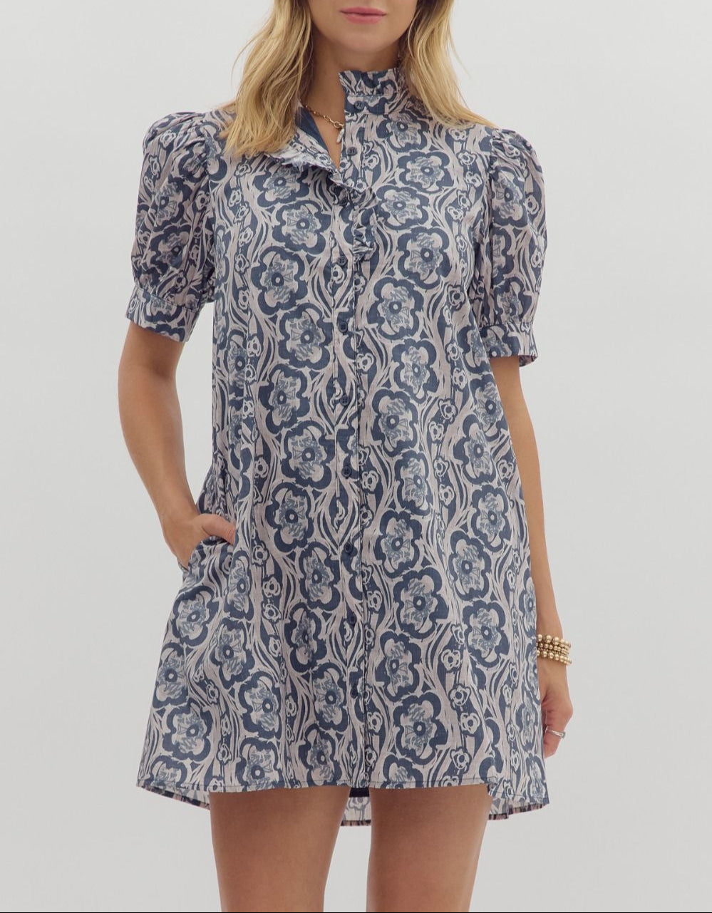 Trendy Setter Floral Mini Dress - Midnight