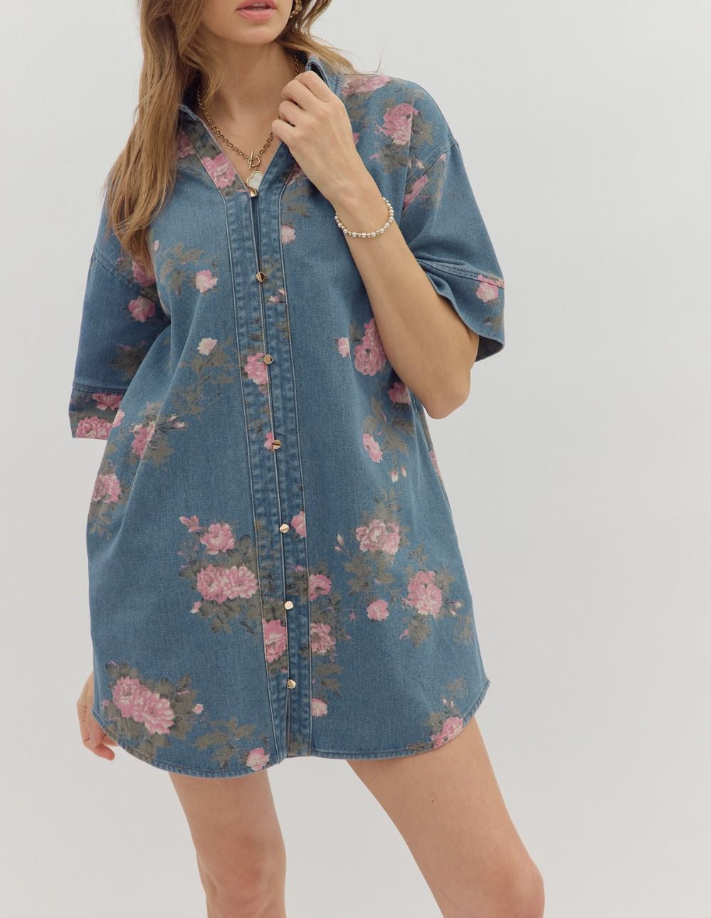 Romantic Rodeo Floral Printed Dress - Denim